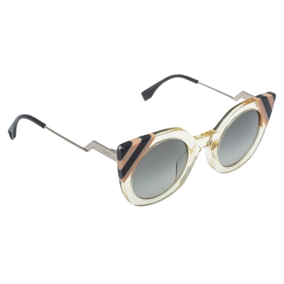Pre-owned Fendi Clear Stripes/grey Ff 0240/s Cateye Sunglasses