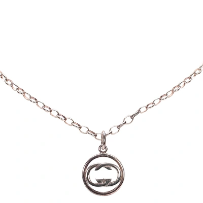 Pre-owned Gucci Silver Metal Sv925 Interlocking G Pendant Necklace