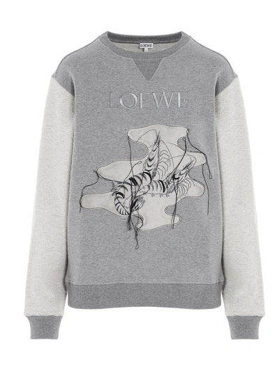 Shop Loewe Shrimp Jaquard Sweatshirt In Grey