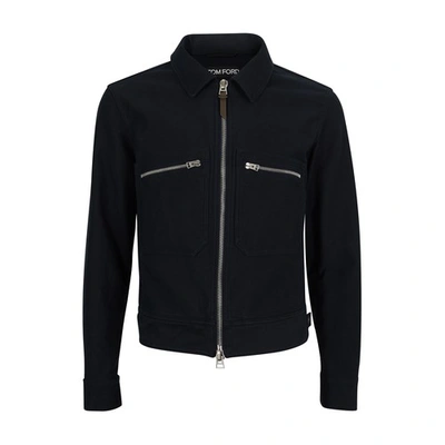 Shop Tom Ford Fabric Jacket In Navy