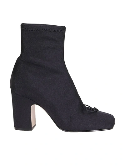 Shop Red Valentino Bow Lycra Ankle Boots In Black
