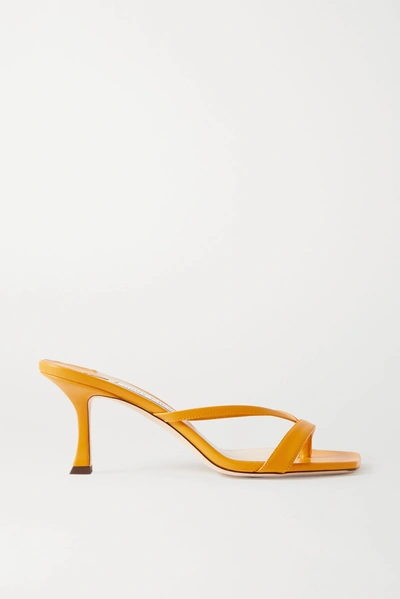 Shop Jimmy Choo Maelie 70 Leather Sandals In Yellow