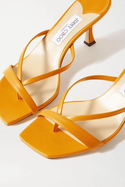 Shop Jimmy Choo Maelie 70 Leather Sandals In Yellow