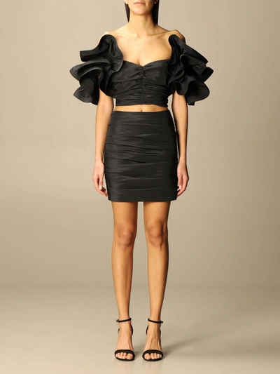 Elisabetta Franchi Celyn B. Top + Skirt Set With Rouches In Black | ModeSens