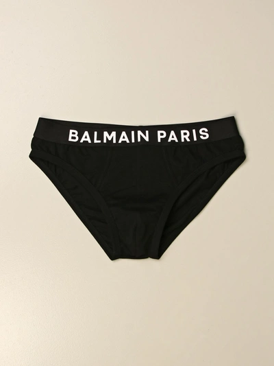 Shop Balmain Jersey Briefs With Logo In Black