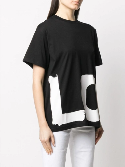 Shop Burberry Printed Cotton T-shirt In Black