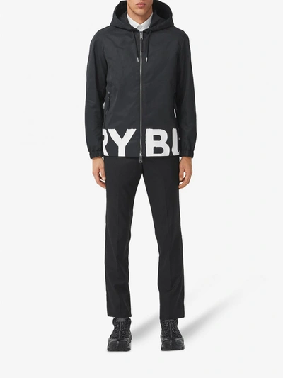 Shop Burberry Logo Nylon Jacket In Black