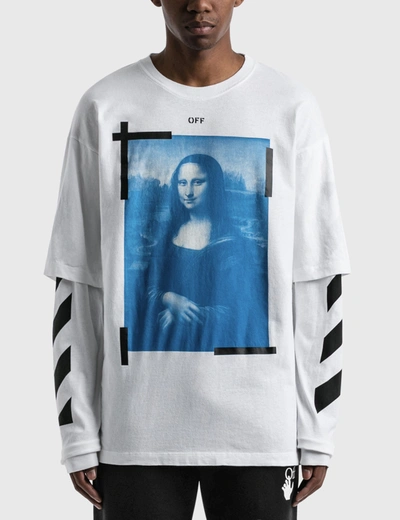 Off-white White Mock Neck Mona Lisa Long Sleeve T-shirt | ModeSens