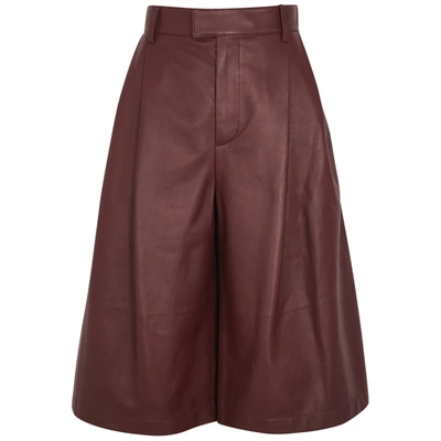 Shop Bottega Veneta Burgundy Leather Shorts In Dark Red