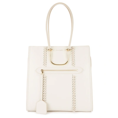 Shop Alexander Mcqueen The Tall Story Ivory Leather Tote