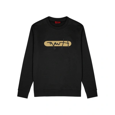 Shop Hugo Dicago Black Logo Cotton Sweatshirt