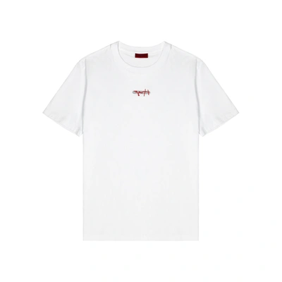 Shop Hugo Durned White Logo Cotton T-shirt