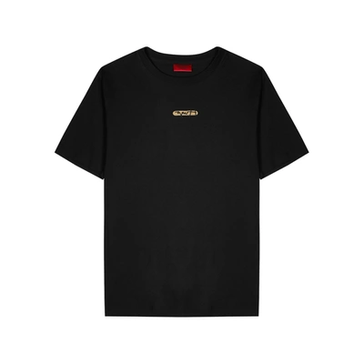 Shop Hugo Durned Black Logo Cotton T-shirt