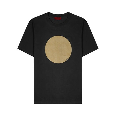 Shop Hugo Doriole Black Printed Cotton T-shirt