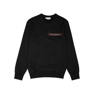 Shop Alexander Mcqueen Black Logo-appliquéd Cotton Sweatshirt