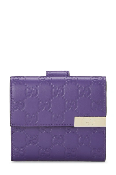 Pre-owned Gucci Purple Ssima Leather Compact Wallet