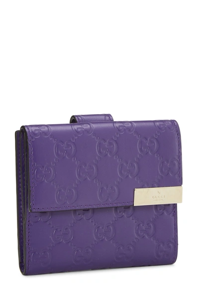 Pre-owned Gucci Purple Ssima Leather Compact Wallet