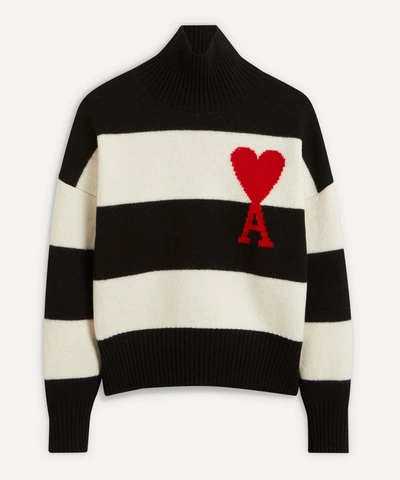 Shop Ami Alexandre Mattiussi Ami De C'ur Striped Sweater In Black White