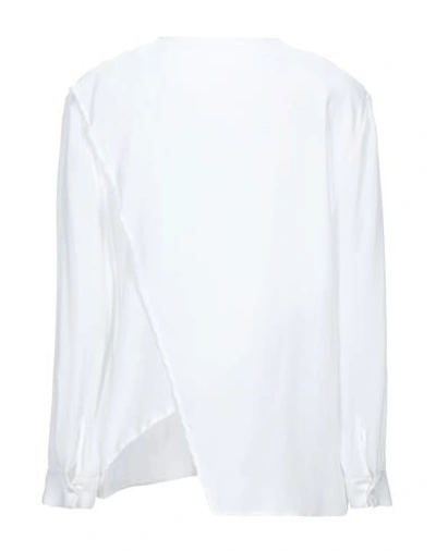 Shop Dondup Woman Top White Size 8 Acetate, Silk