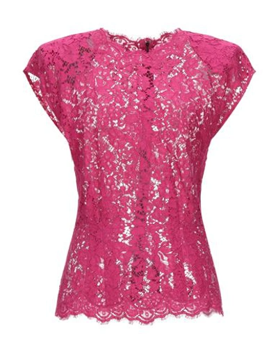 Shop Dolce & Gabbana Woman Top Fuchsia Size 6 Cotton, Viscose, Polyamide In Pink