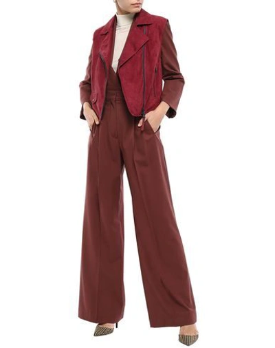 Shop Brunello Cucinelli Woman Jacket Brick Red Size 6 Soft Leather, Brass, Ecobrass