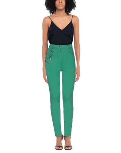 Shop Elisabetta Franchi Woman Jeans Green Size 26 Cotton, Elastomultiester, Elastane