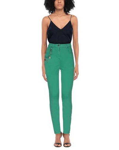 Shop Elisabetta Franchi Woman Jeans Green Size 25 Cotton, Elastomultiester, Elastane