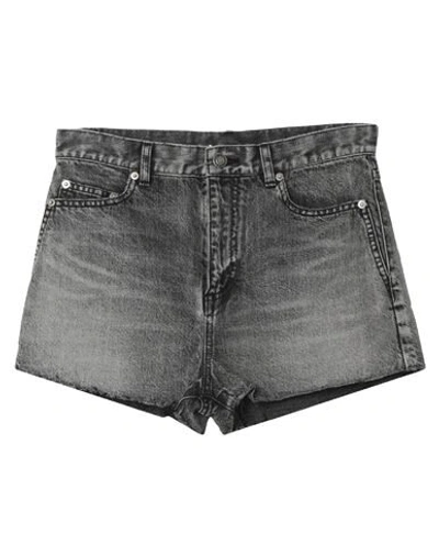 Shop Saint Laurent Denim Shorts In Grey