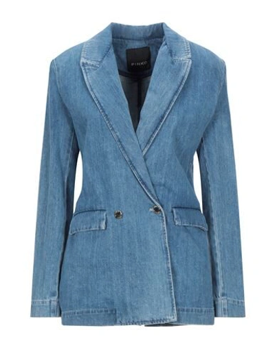 Shop Pinko Woman Blazer Blue Size 10 Cotton