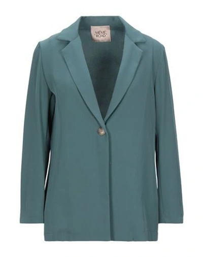 Shop Même Road Woman Suit Jacket Dark Green Size 8 Polyester, Elastane
