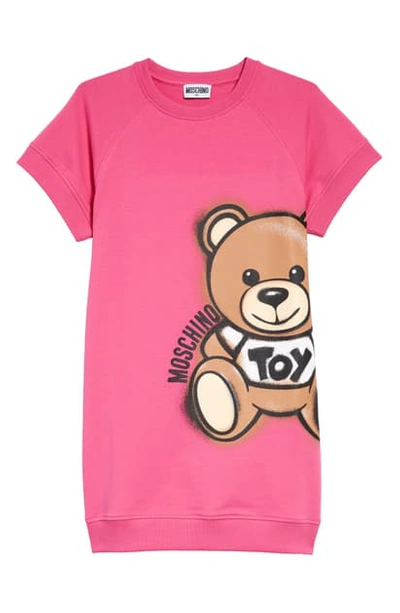 Shop Moschino Kids' Toy Bear Print Sweatshirt Dress In 50533 Azal Pink