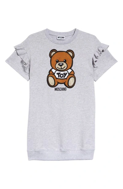 Shop Moschino Kids' Teddy Bear Applique Sweatshirt Dress In 60926 Grey