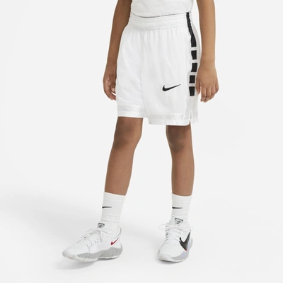 Shop Nike Dri-fit Elite Big Kids' (boys') Basketball Shorts In White