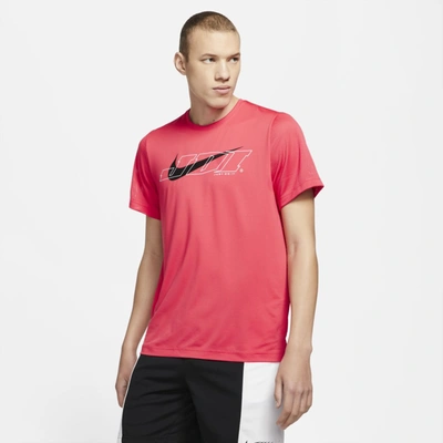 Shop Nike Sport Clash Men's Short-sleeve Training Top In Light Fusion Red,black