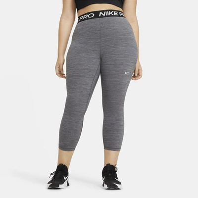 Shop Nike Pro Women's Mid-rise Crop Leggings In Black,heather,white
