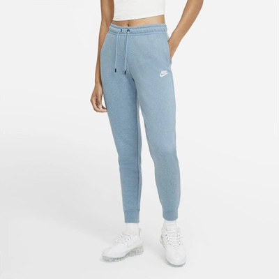 Shop Nike Sportswear Essential Women's Fleece Pants In Cerulean,heather,white