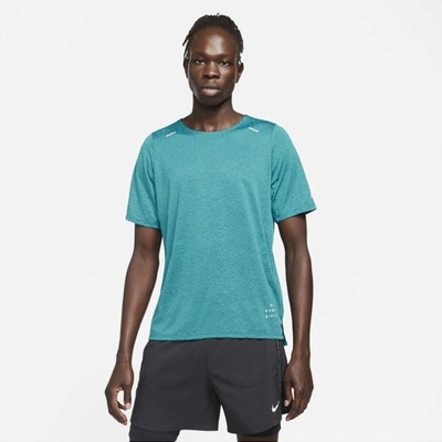 Shop Nike Rise 365 Run Division Men's Short-sleeve Running Top In Dark Teal Green,blustery