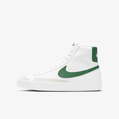 Shop Nike Blazer Mid '77 Big Kids' Shoes In White,pine Green,black,pine Green