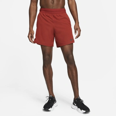 Shop Nike Pro Men's Shorts In Dark Cayenne,black