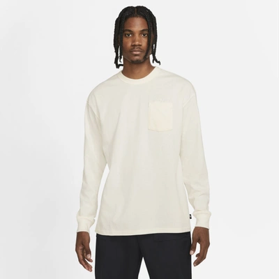 Shop Nike Men's  Sportswear Premium Essentials Long-sleeve Pocket T-shirt In Grey