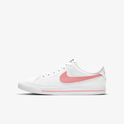 Shop Nike Court Legacy Big Kids' Shoes In White,sunset Pulse