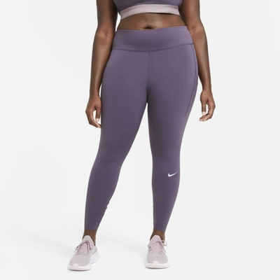 Shop Nike Epic Luxe Women's Mid-rise Pocket Running Leggings In Dark Raisin