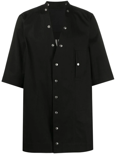 Shop Rick Owens Short-sleeves V-neck Shirt In Black