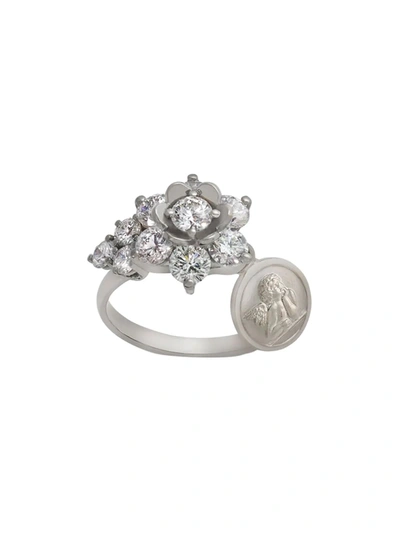 Shop Dolce & Gabbana Sicily Diamond-embellished Ring In Silver