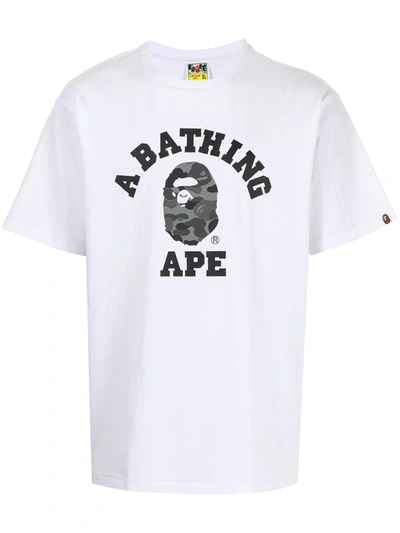 Shop A Bathing Ape Logo-print Cotton T-shirt In White