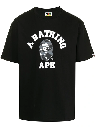 Shop A Bathing Ape Logo-print Cotton T-shirt In Black