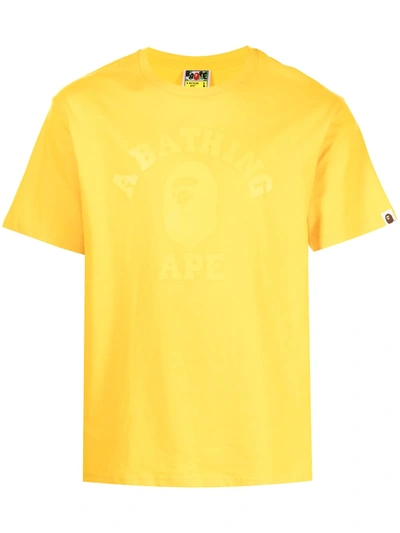 Shop A Bathing Ape Graphic-print Cotton T-shirt In Yellow