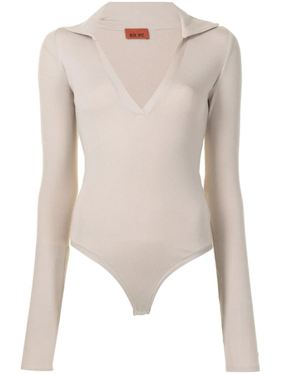 Shop Alix Nyc V-neck Long-sleeved Bodysuit In Neutrals