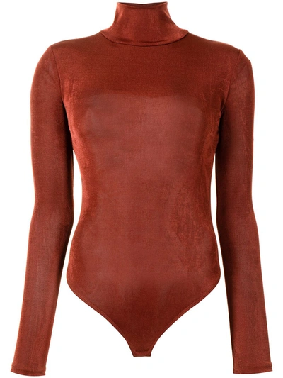 Shop Alix Nyc High Neck Long-sleeved Top In Brown