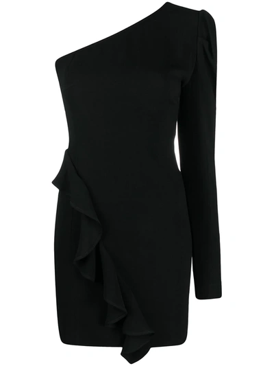 Shop Iro Crepe One-shoulder Mini Dress In Black